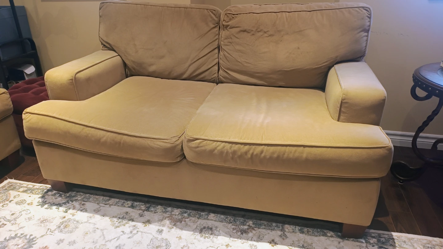 Tan Fabric Suede Sofa Set