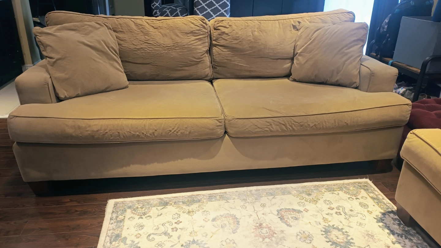 Tan Fabric Suede Sofa Set - photo 2