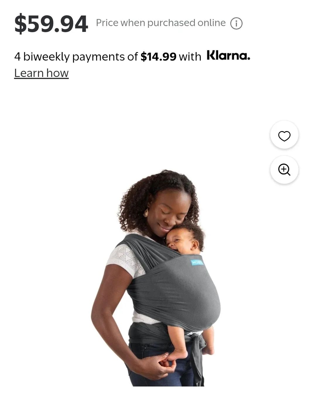 Moby Wrap Baby Carrier - Grey - photo 4