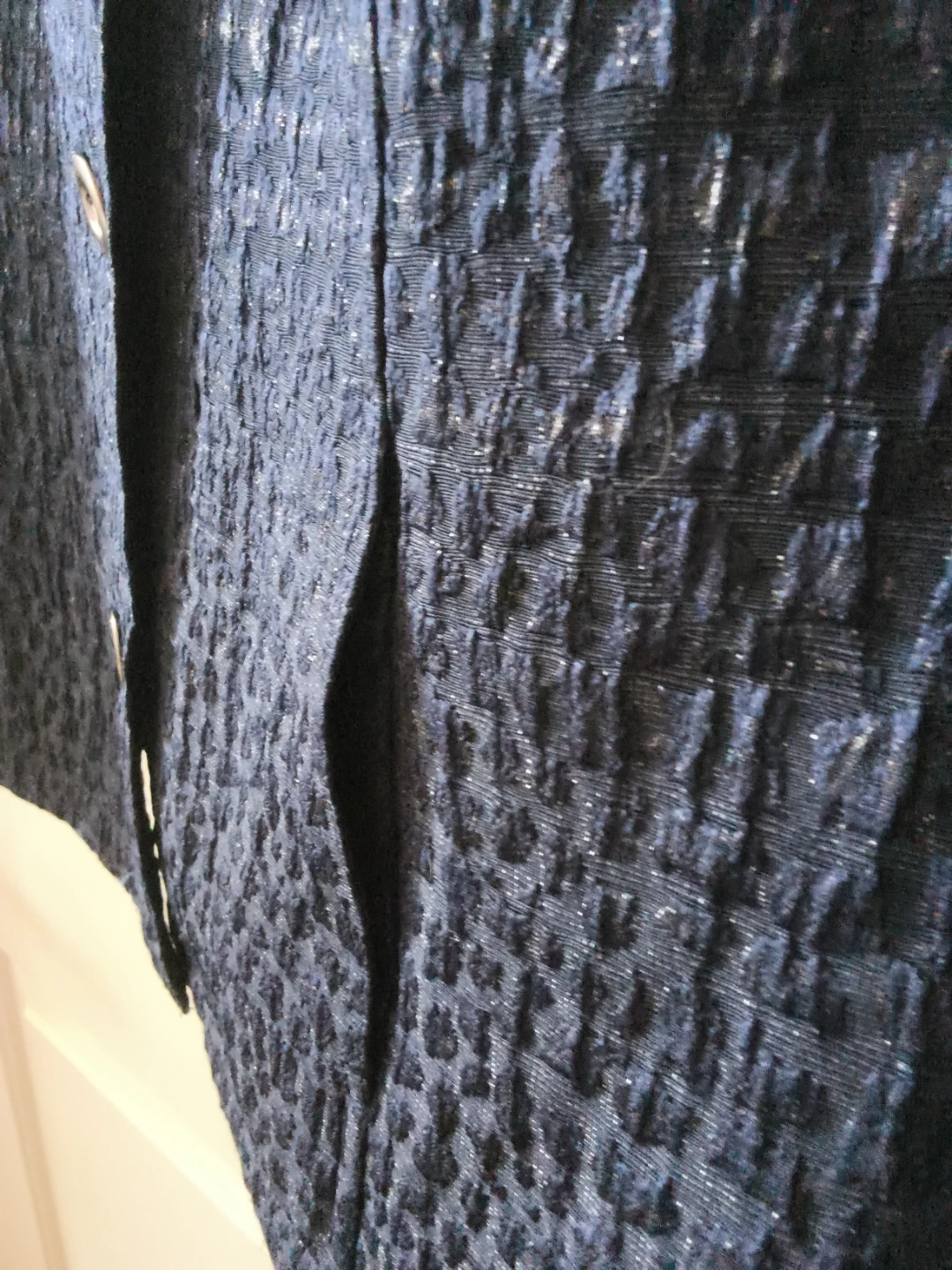 Chico’s Midnight Navy Shimmer Textured Blazer – Size 2 (US 12) - photo 2