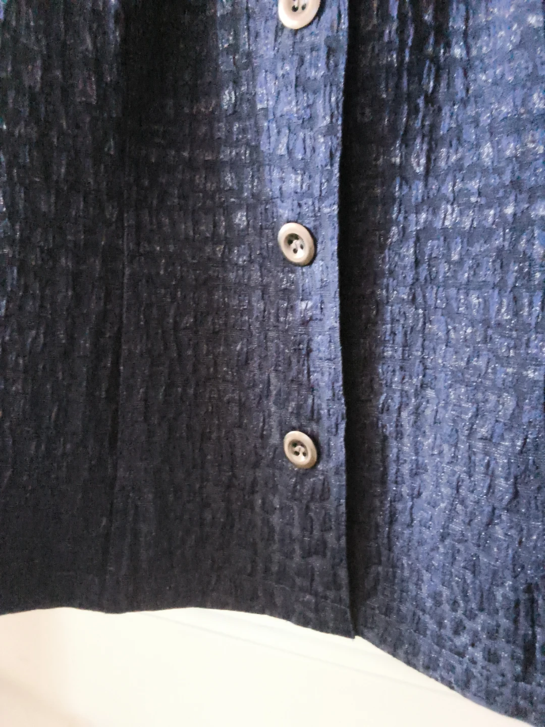Chico’s Midnight Navy Shimmer Textured Blazer – Size 2 (US 12) - photo 4
