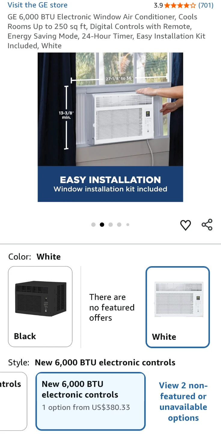 GE 6,000Btu Window AC Unit - photo 2