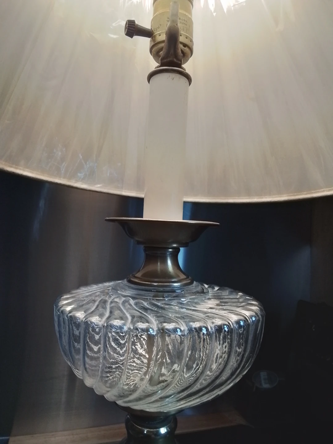 Vintage Brass and Glass Table Lamp - photo 5