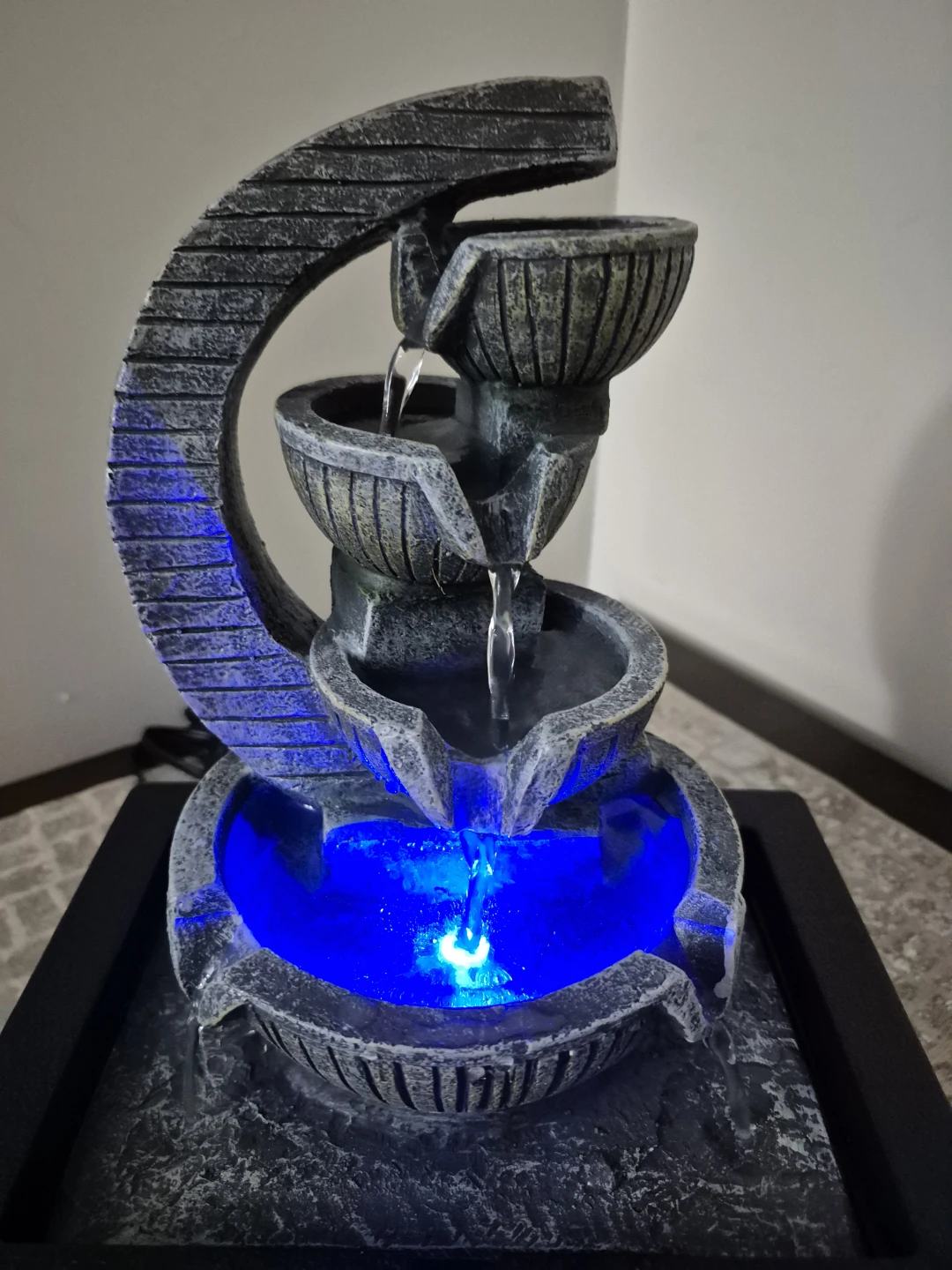 Tiered Tabletop Water Fountain with LED Lights