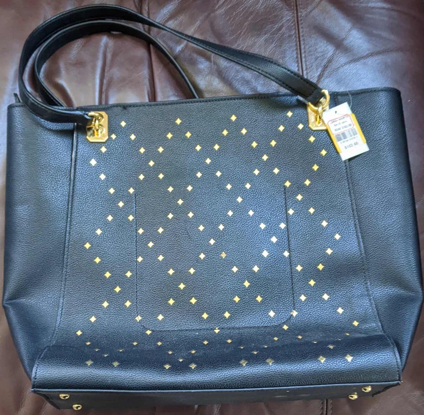 Lauren Ralph Lauren Black Tote Bag with Gold Studs