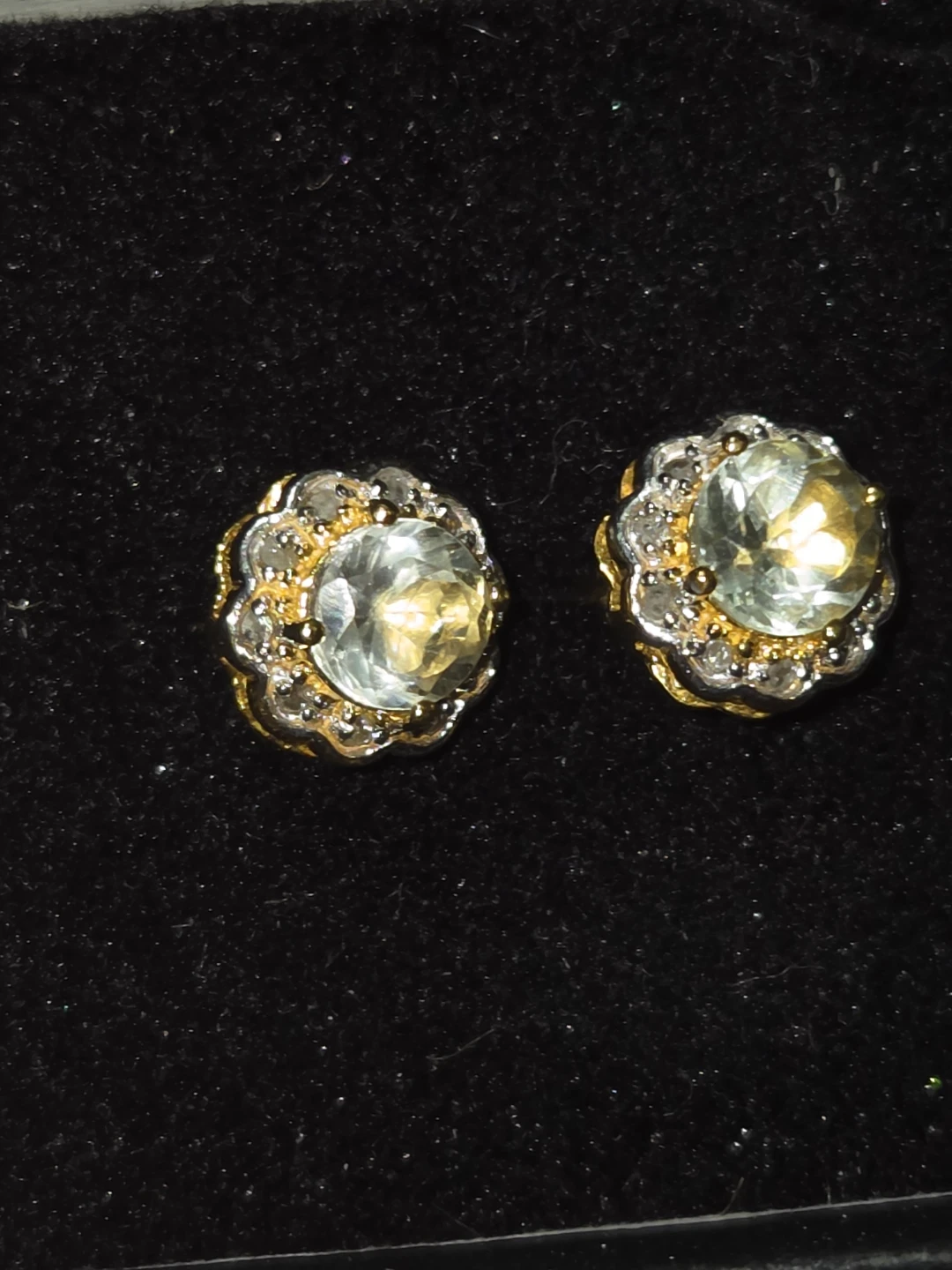 Green Amethyst & Diamond earrings