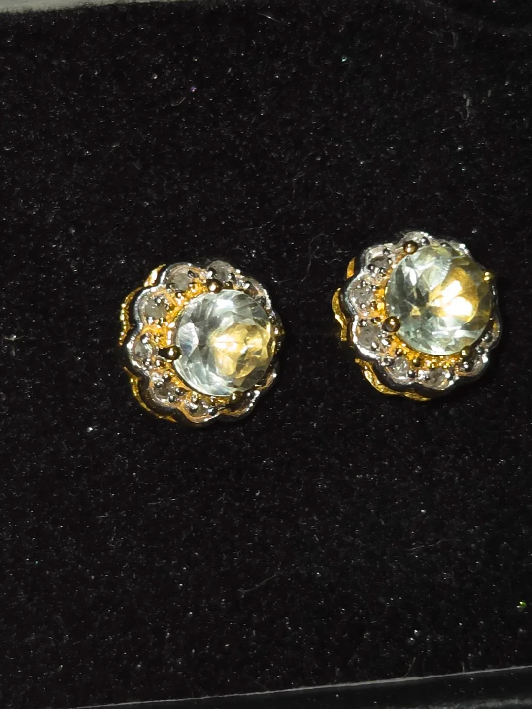 Green Amethyst & Diamond earrings