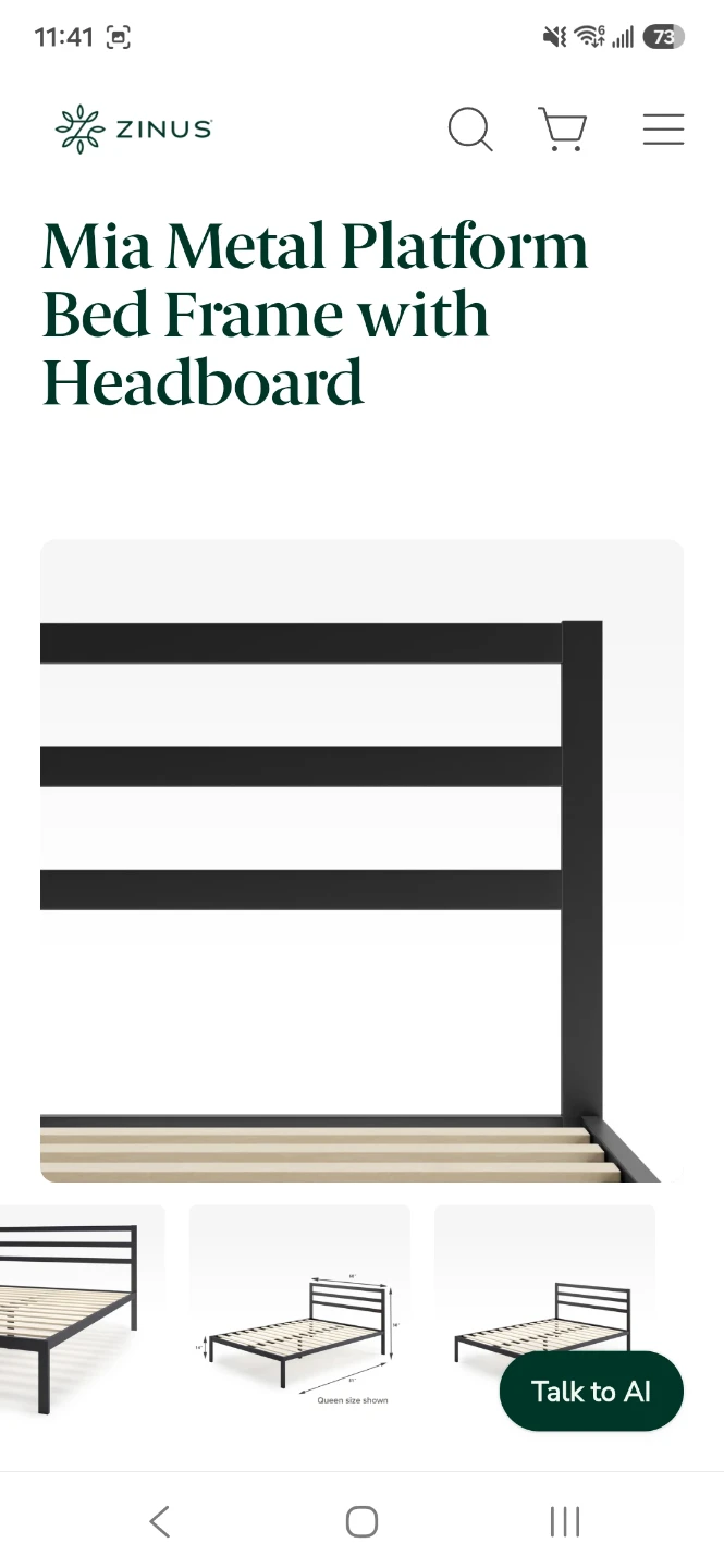 Zinus Mia Metal Platform Bed Frame with Headboard