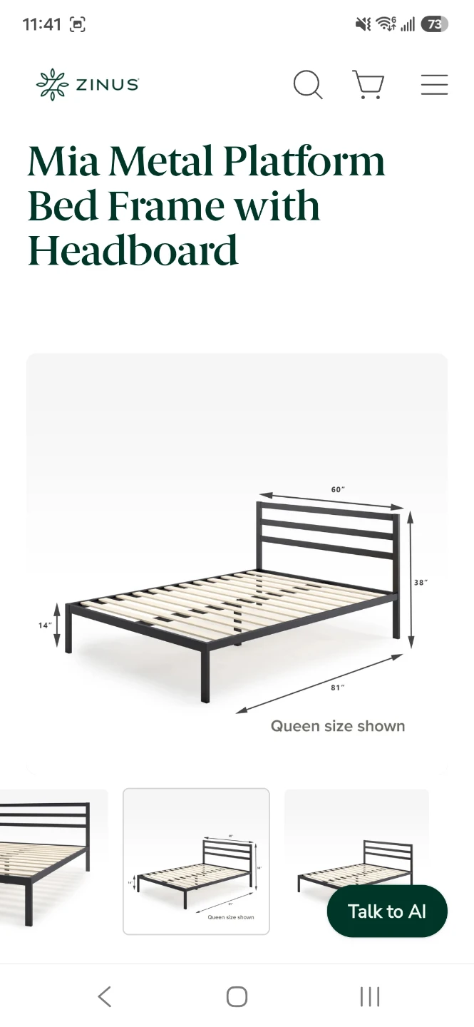 Zinus Mia Metal Platform Bed Frame with Headboard - photo 2