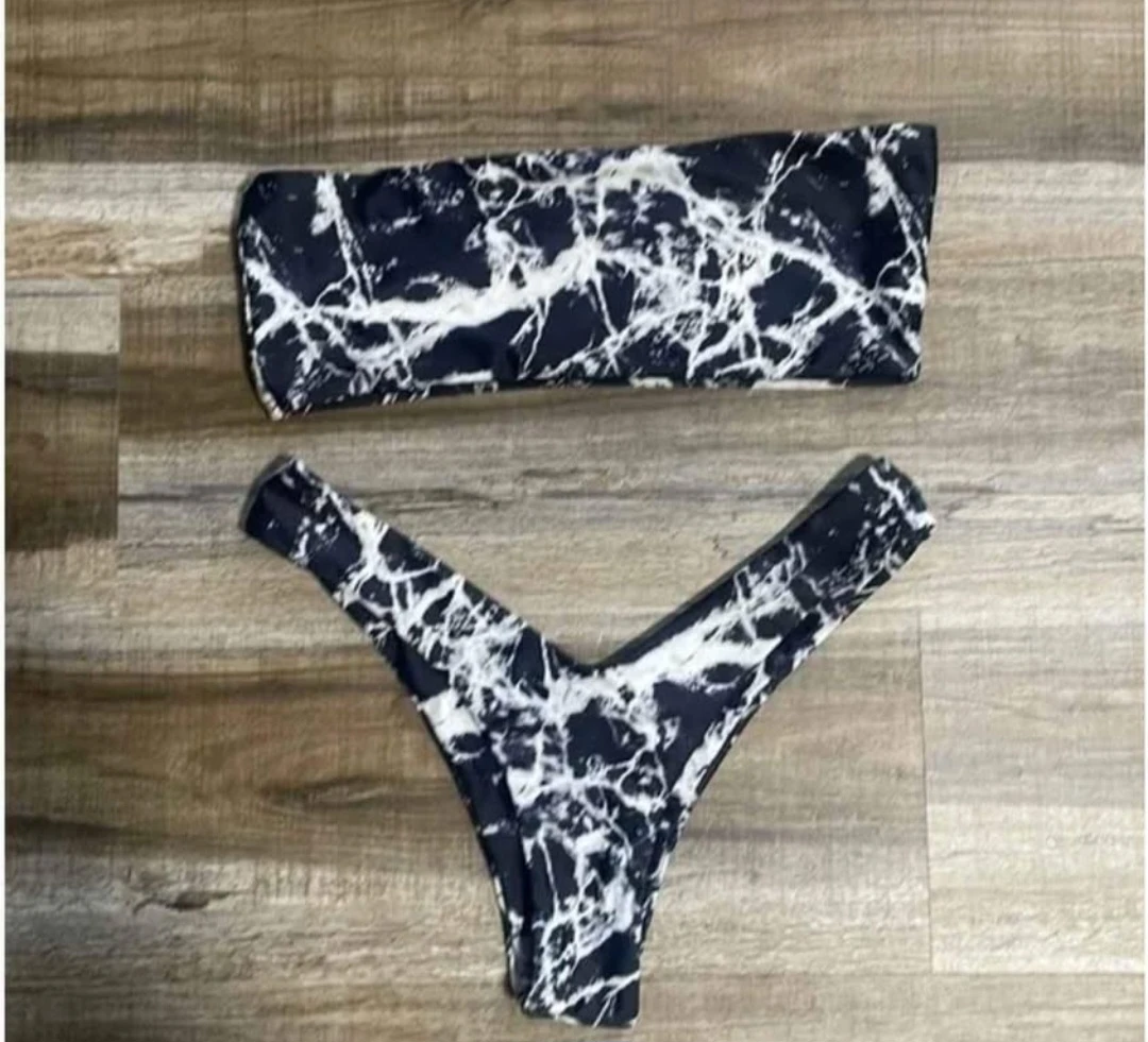 Black and White Marble Bikini Set
