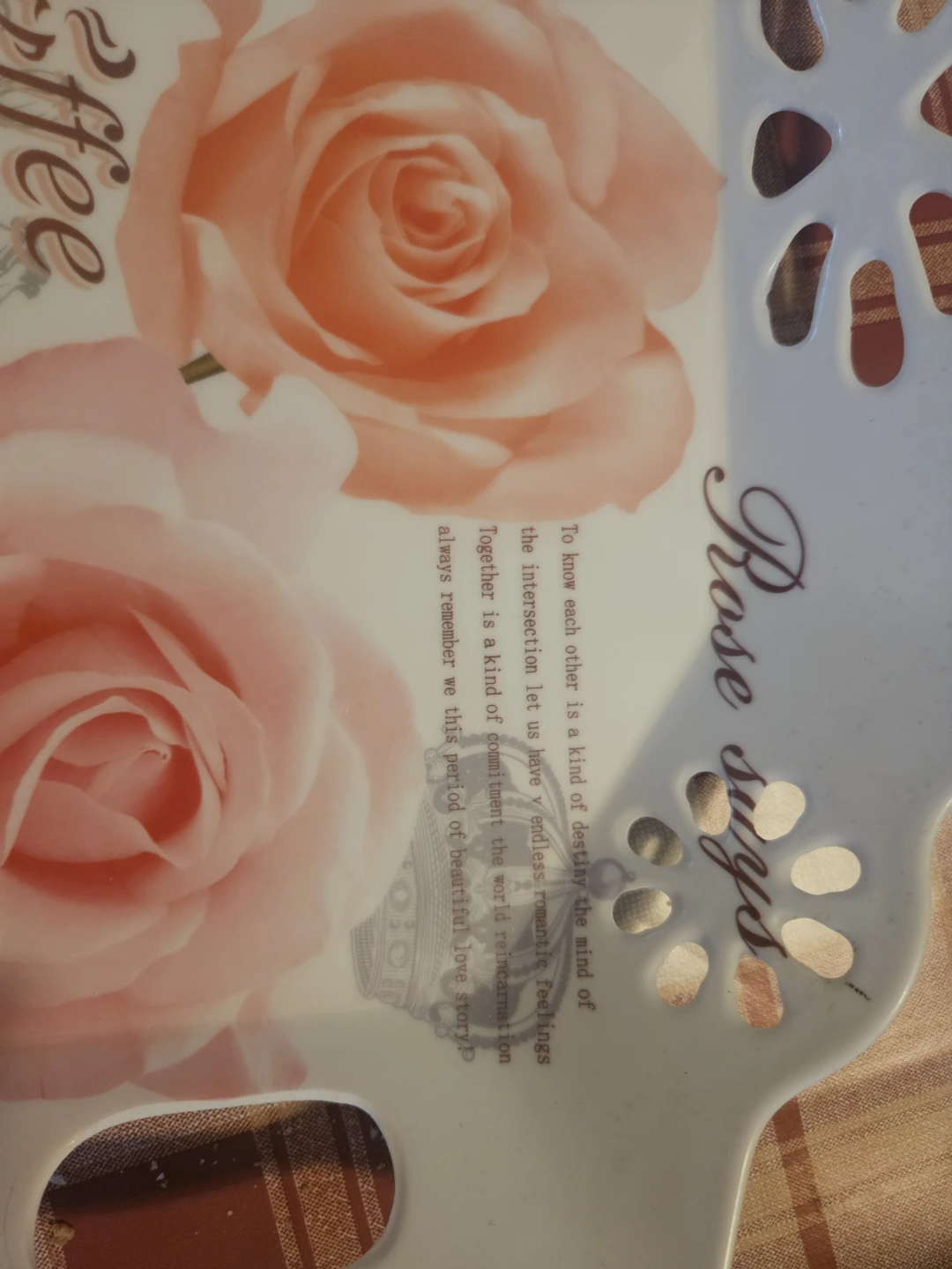 Decorative Serving Tray with Roses and Coffee Theme - photo 3