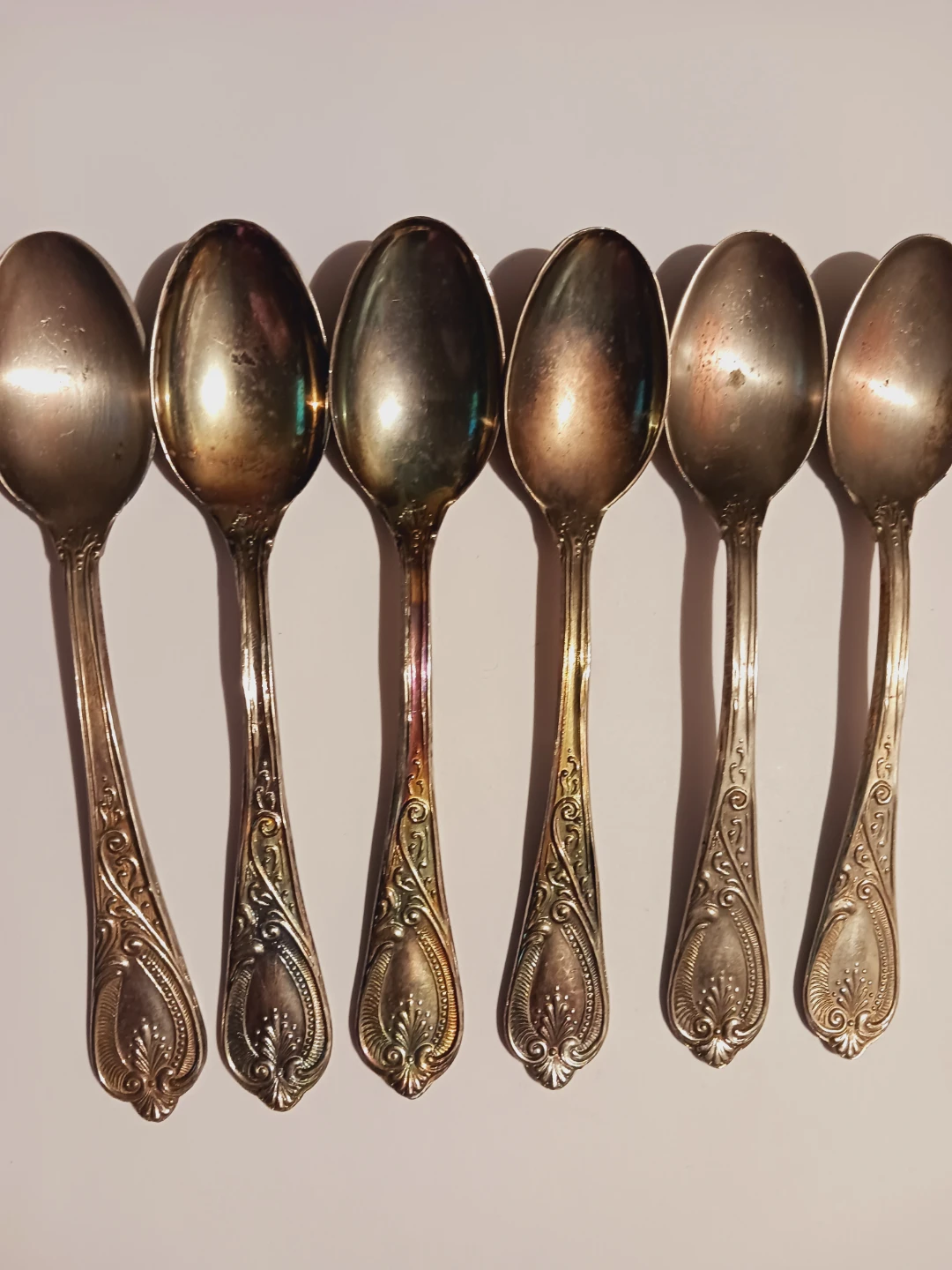 800 Silver Stamped Set of 6 Antique Ornate Spoons - photo 2