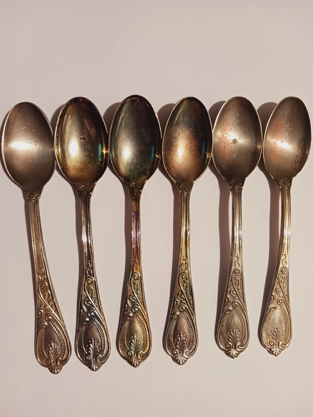 800 Silver Stamped Set of 6 Antique Ornate Spoons - photo 3