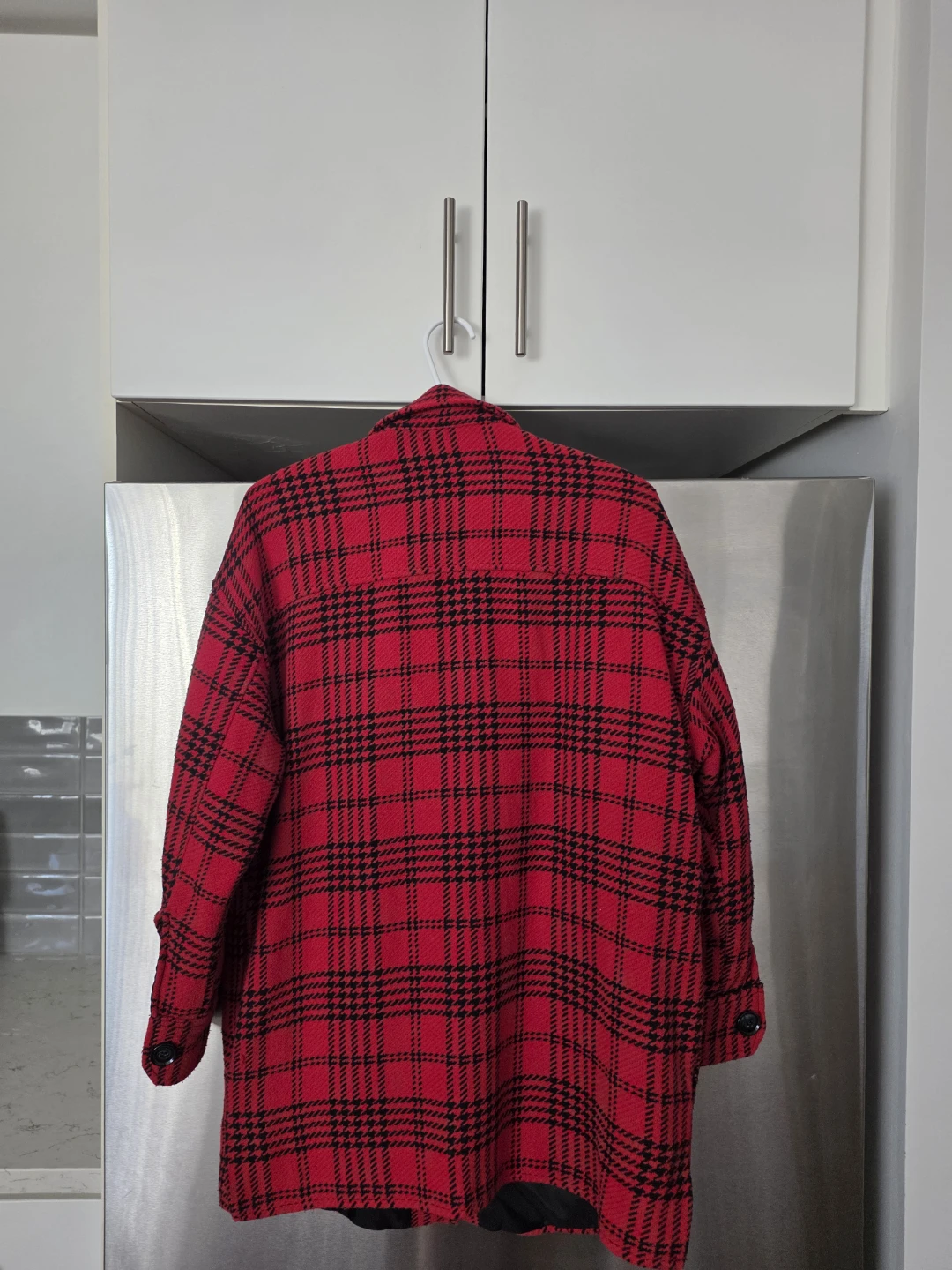 Pull & Bear Red Plaid Shacket Size S