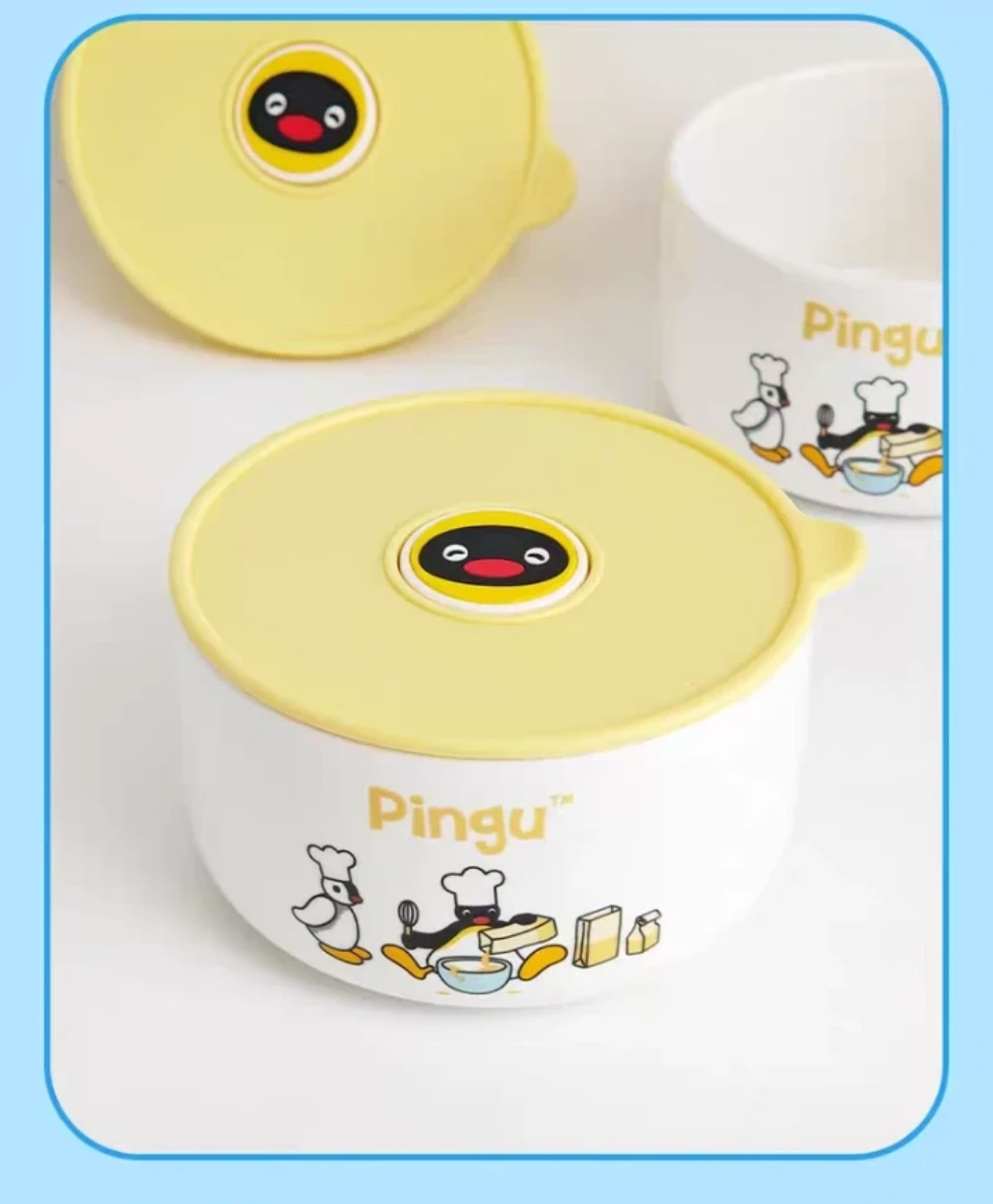 Ceramic Pingu Food Container with Lid new 13x7cm