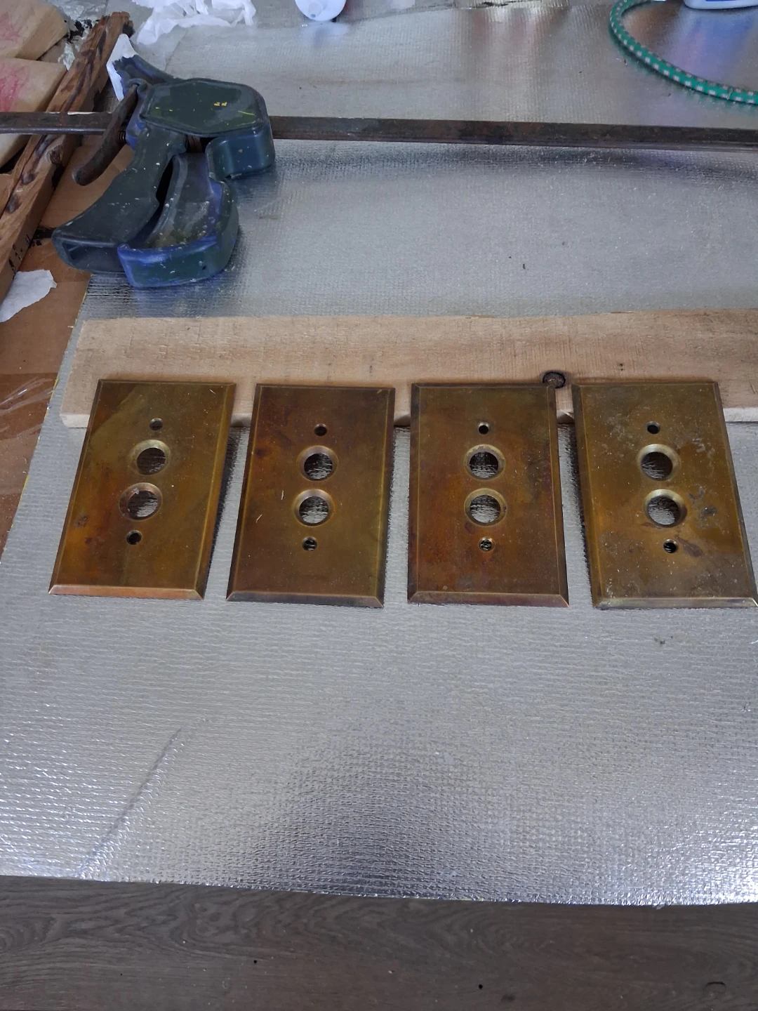 4 Vintage Brass Double Duplex Outlet Covers
