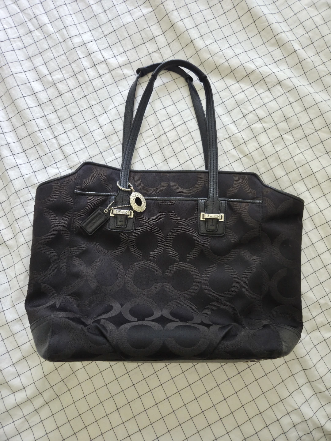 Coach Black Signature Tote Bag purse large big
