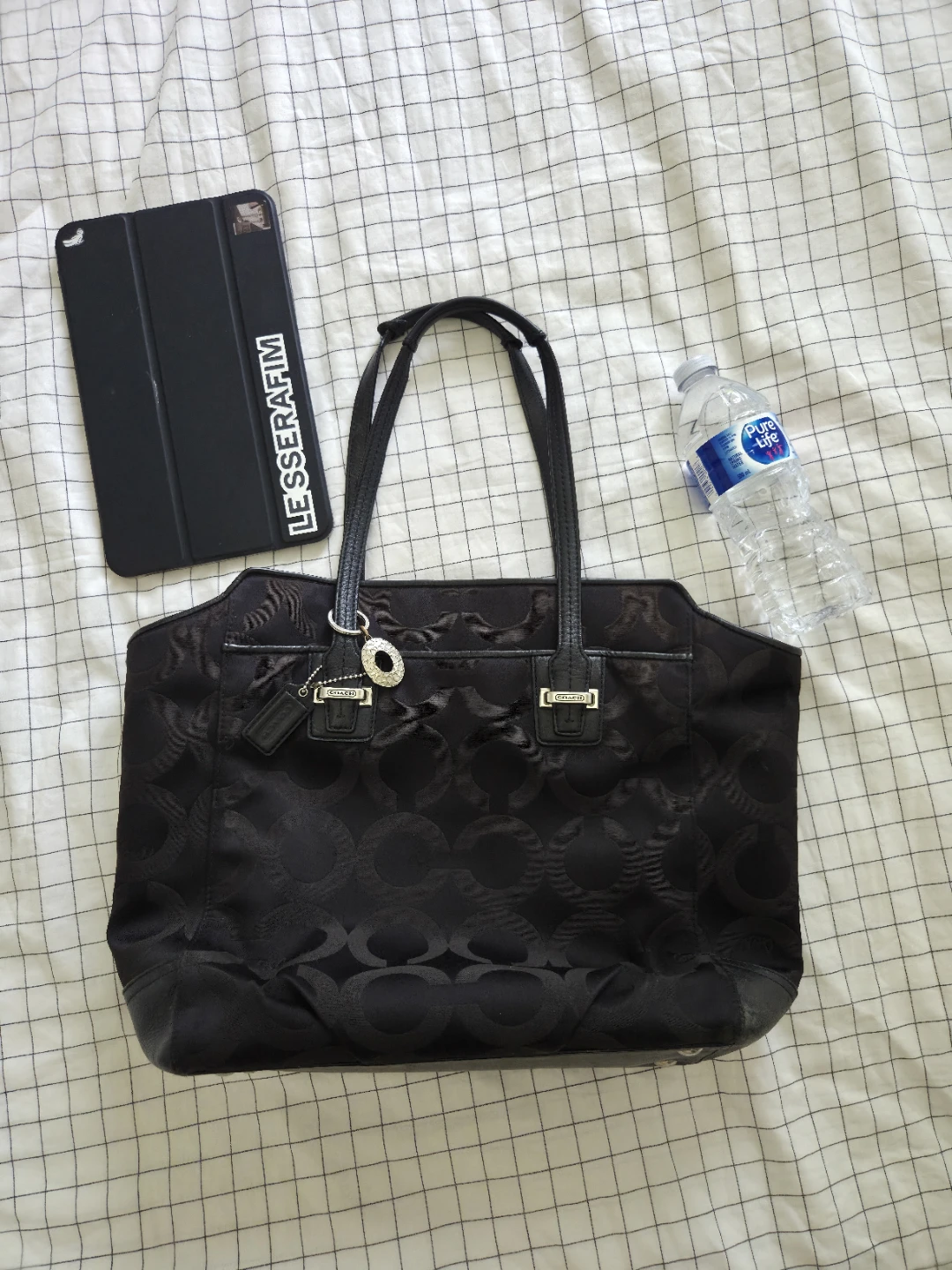 Coach Black Signature Tote Bag purse large big - photo 2