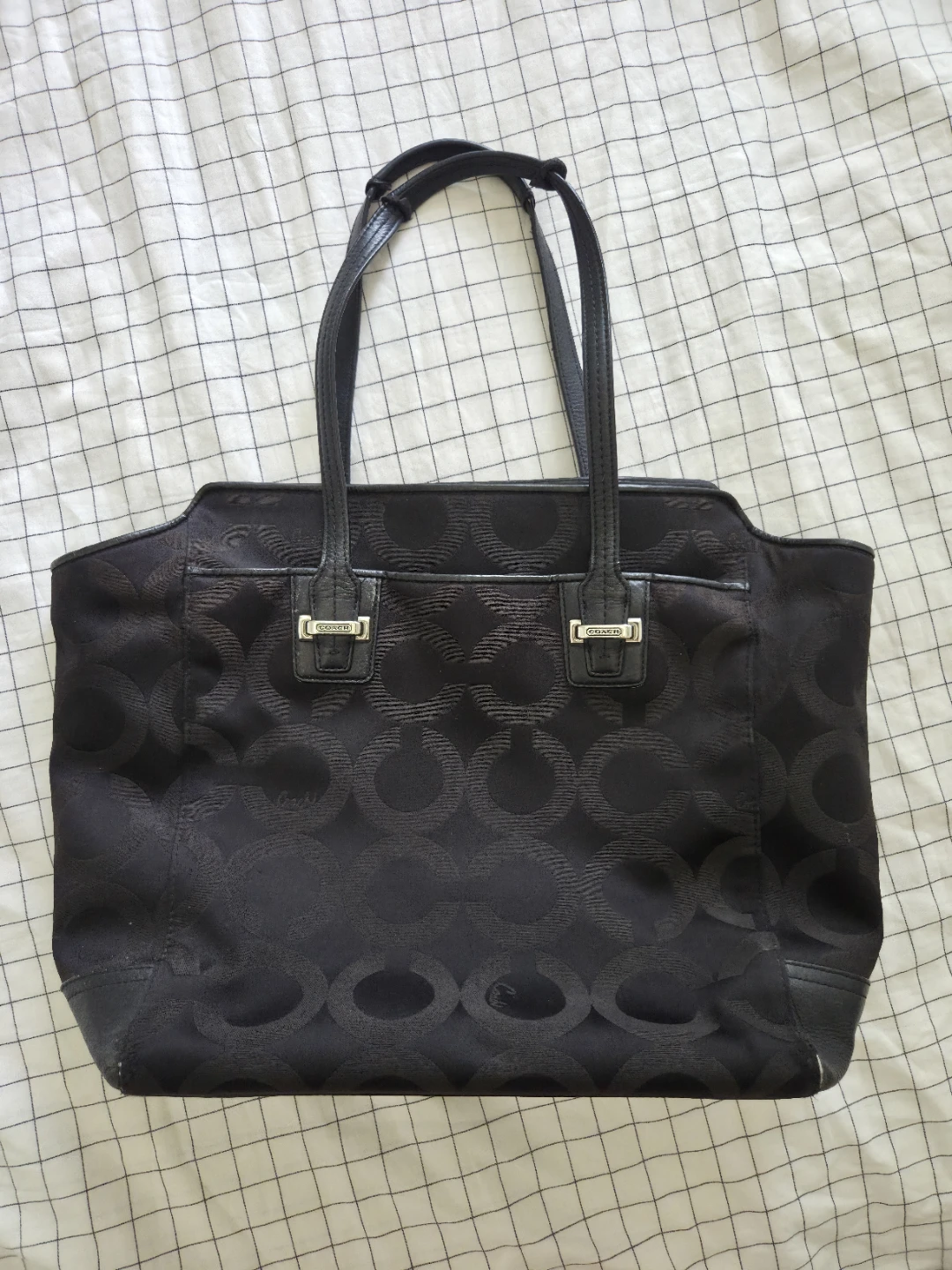 Coach Black Signature Tote Bag purse large big - photo 5