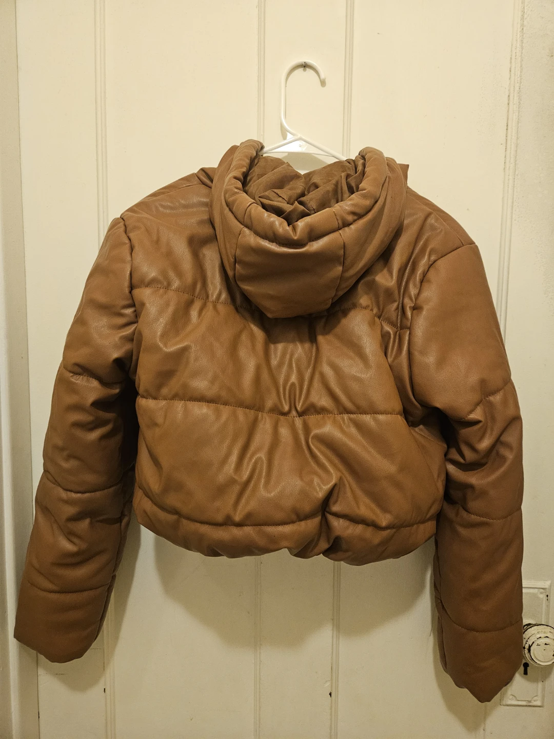 Ambiance Outerwear Brown Faux Leather Puffer Jacket - Size S - photo 4