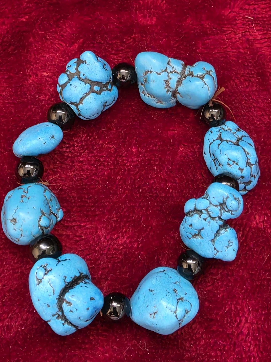 Turquoise and Hematite Beaded Bracelet