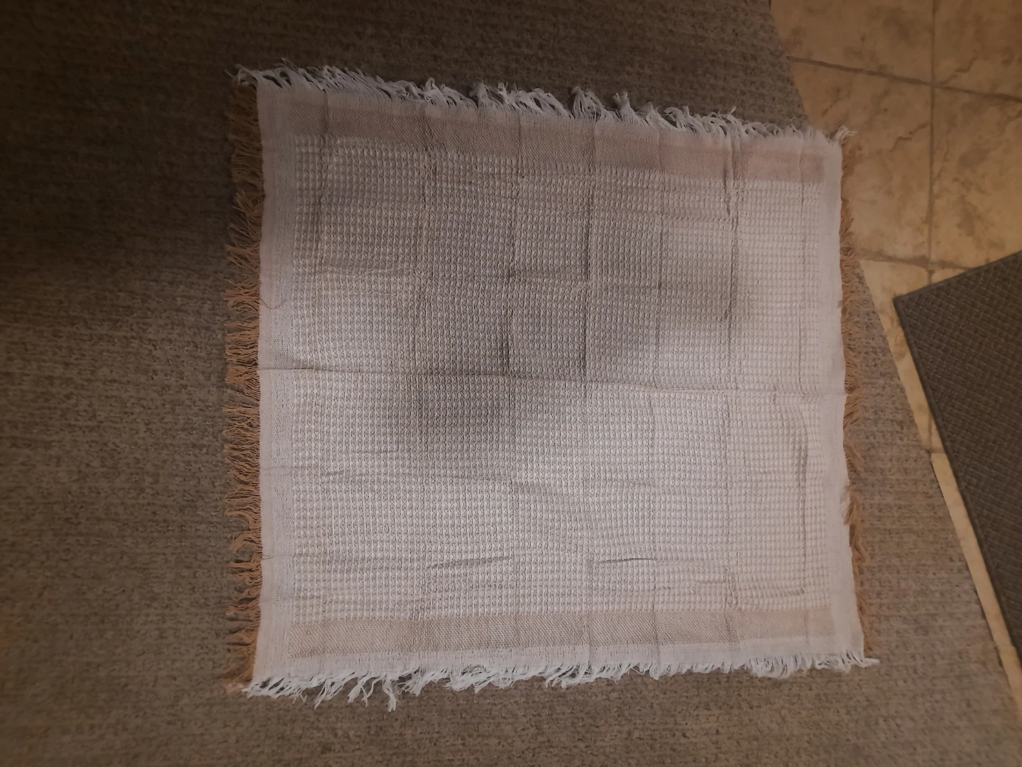 Waffle Weave table  cloth with Fringe