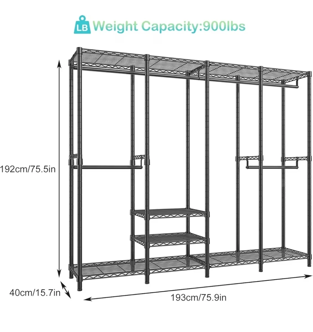 OLSCRROM Garment Rack Heavy Duty Clothes Rack Black - photo 3