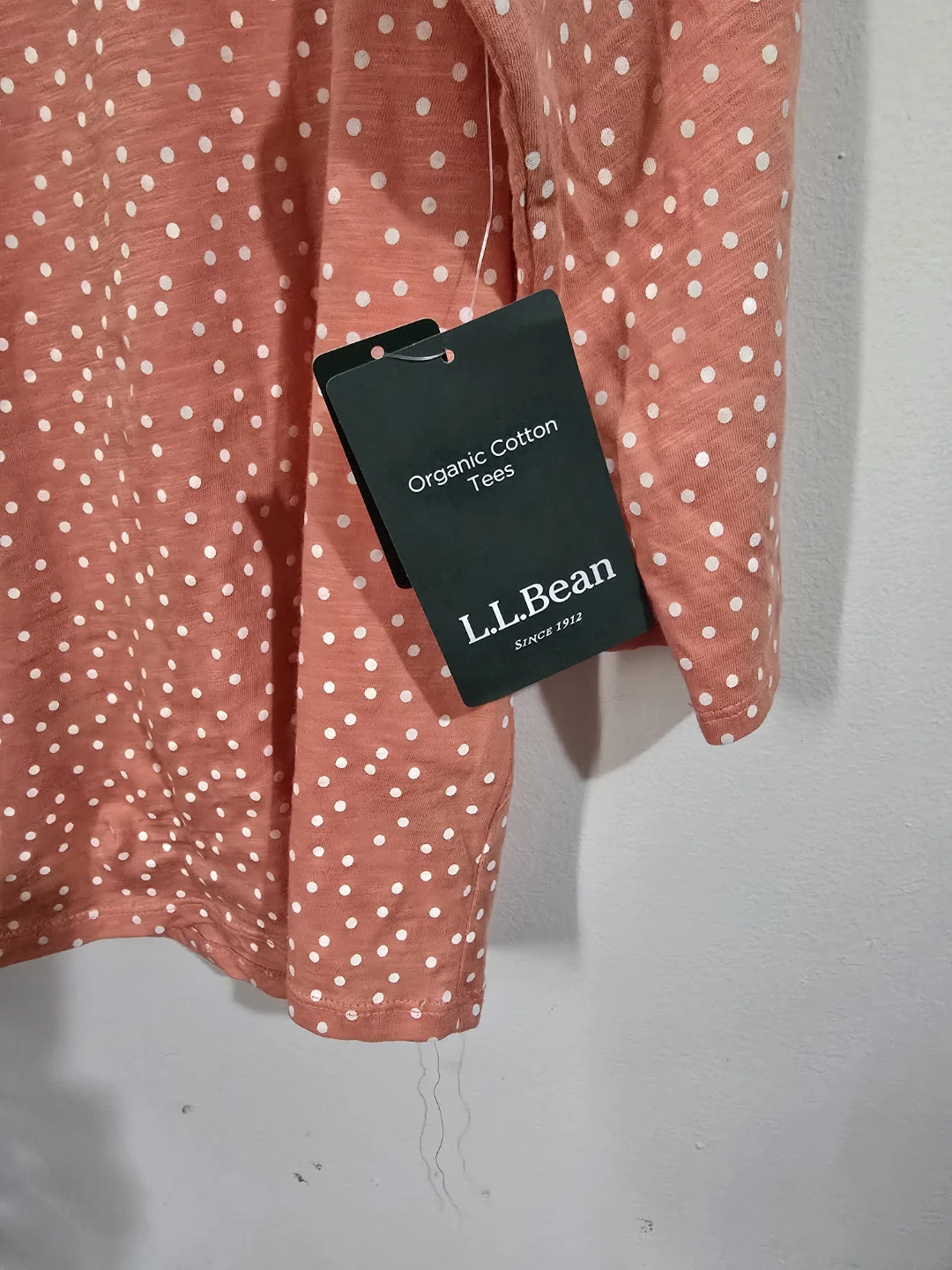 L.L.Bean Organic Cotton Polka Dot Top Coral Pink 3/4 - photo 3