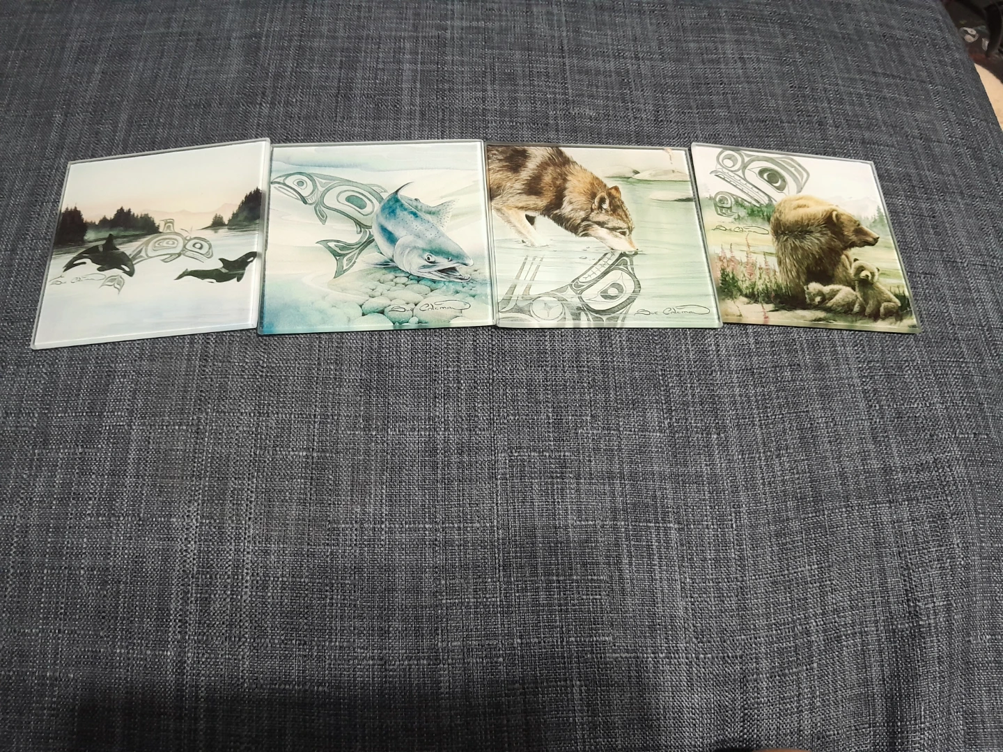 Set of 4 Glass Coasters with Indigenous Art - photo 3