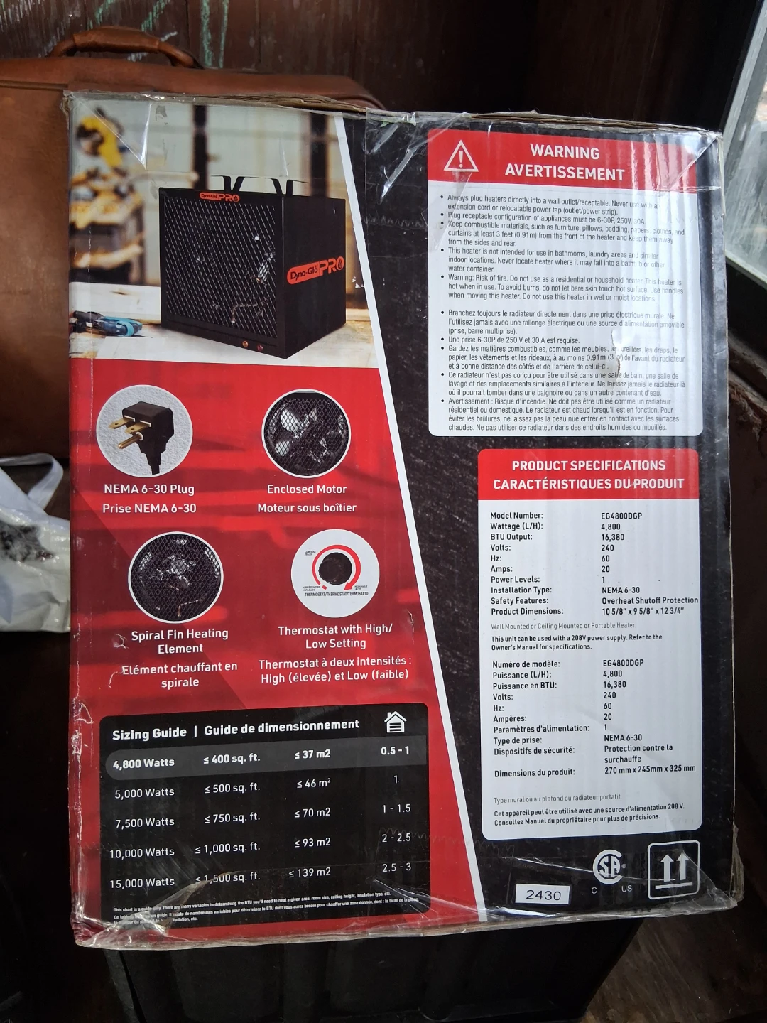 Dyna-Glo Pro Construction Garage Heater 4,800W