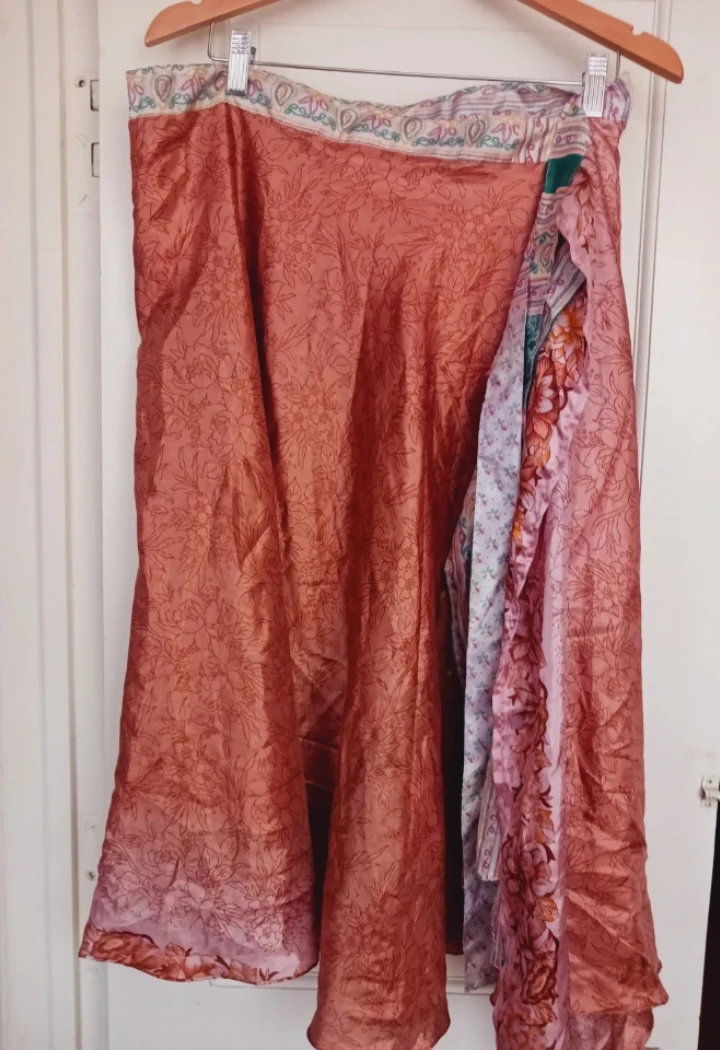New! Boho Reversible Floral Silk Wrap Skirt. Adjustable fit. - photo 2