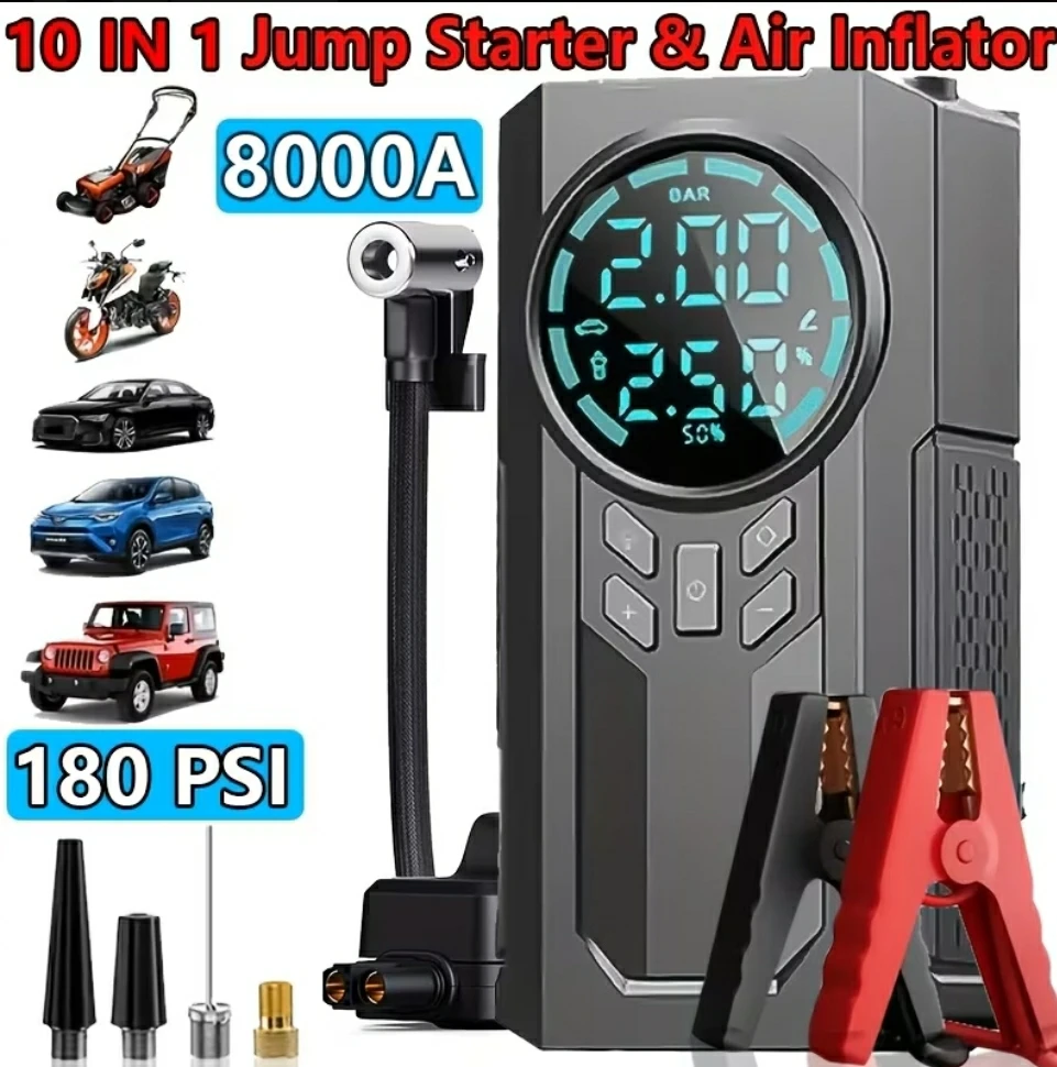 8000A Portable Air Compressor/Car Emergency Jump starter