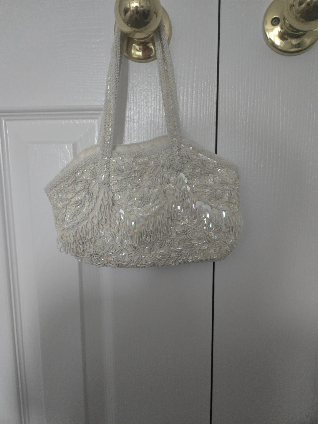 Vintage White Beaded Evening Bag