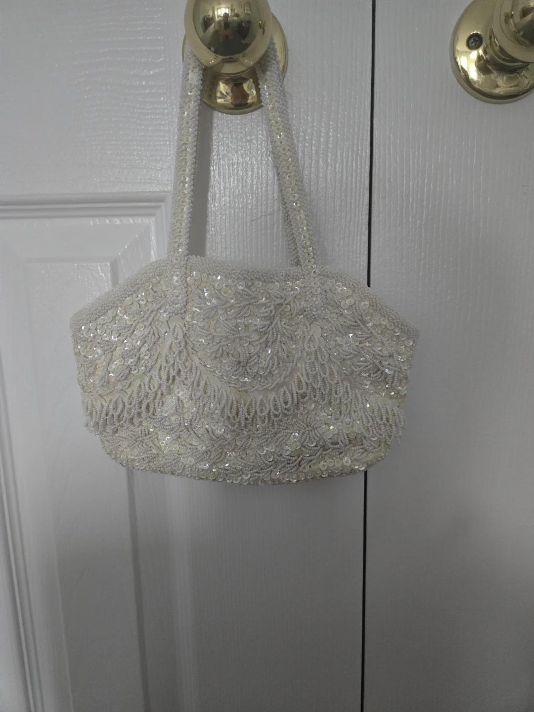Vintage White Beaded Evening Bag - photo 2