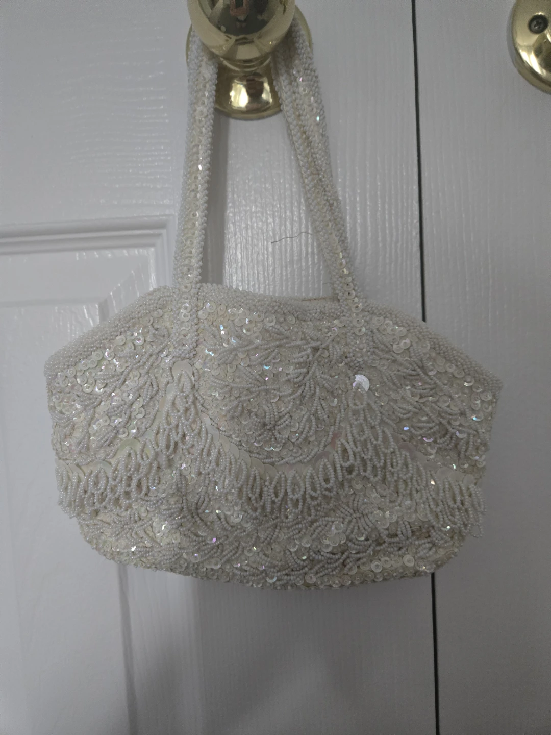Vintage White Beaded Evening Bag - photo 3