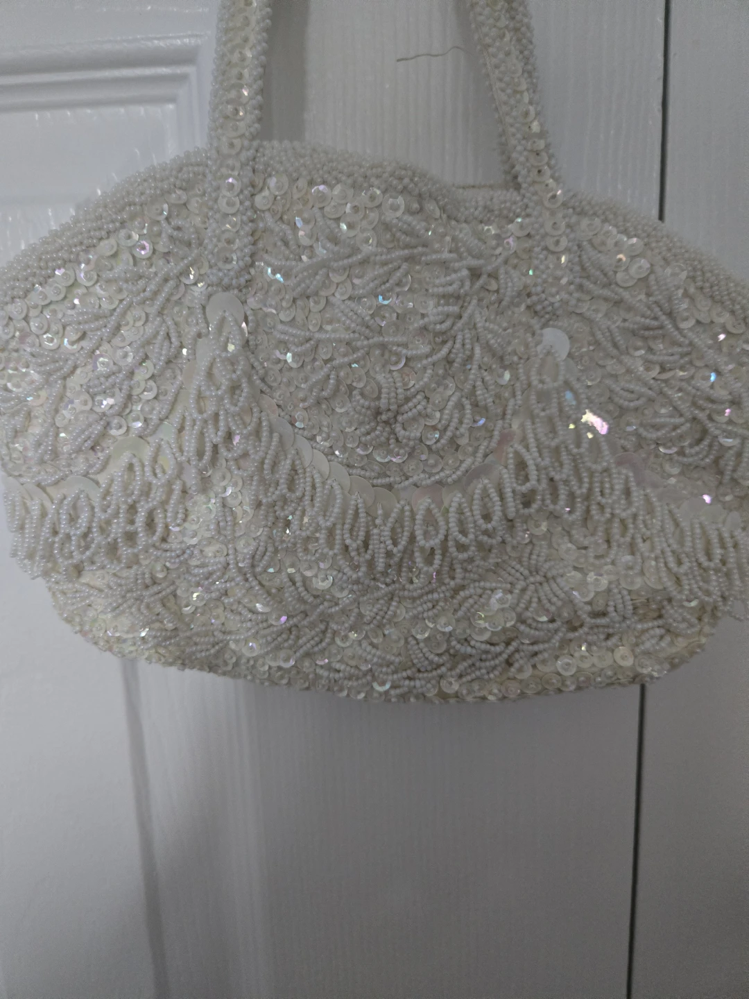 Vintage White Beaded Evening Bag - photo 4
