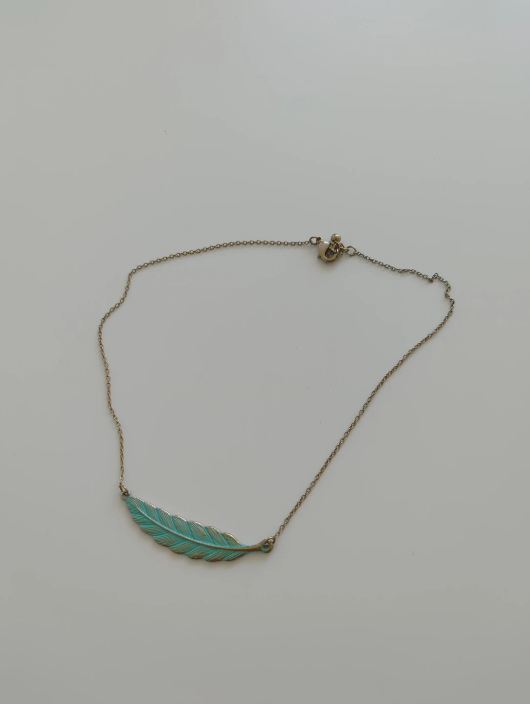 Teal Feather Necklace
