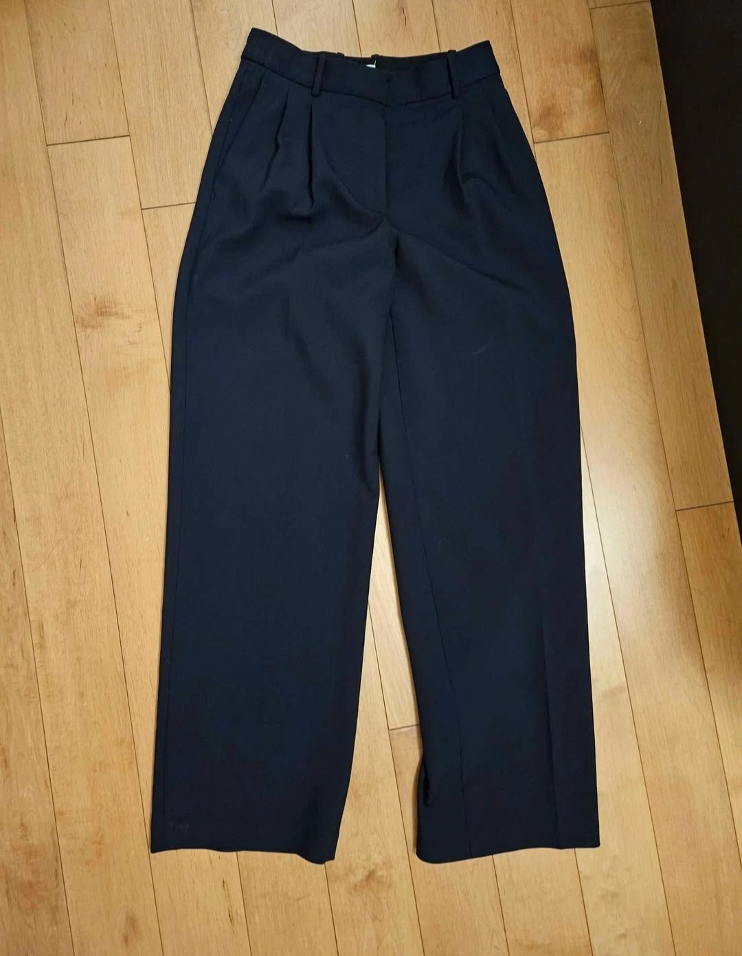Aritzia BABATON Navy Blue Pleated Wide-Leg Trousers Size 4 - photo 2