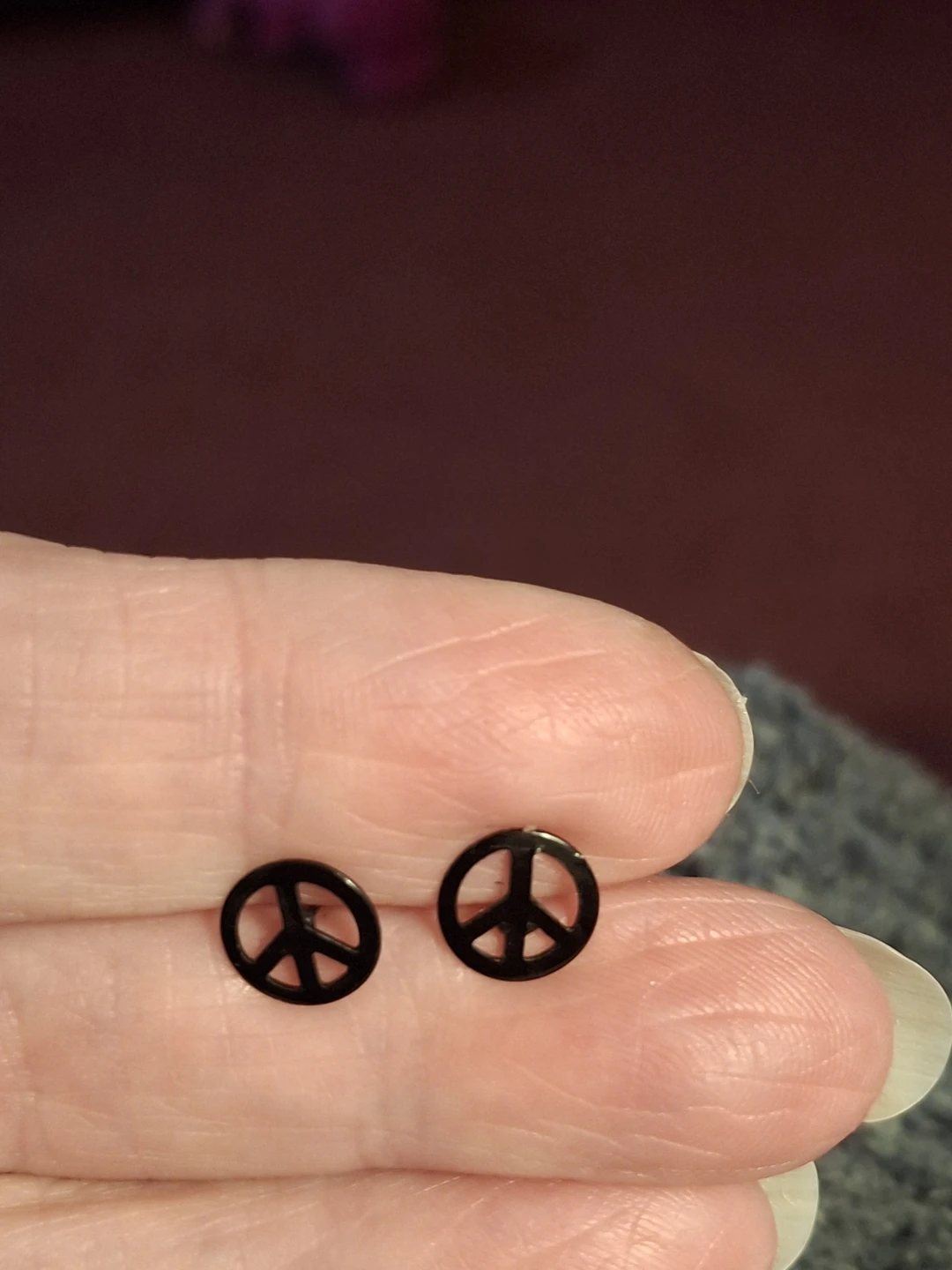 Black Peace Sign Stud Earrings - photo 2