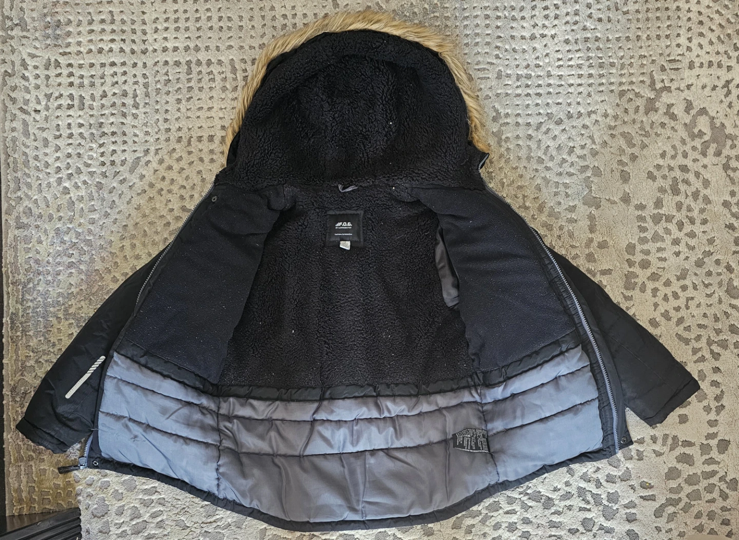 F.O.G. Black Winter Jacket with Fur Hood - photo 2