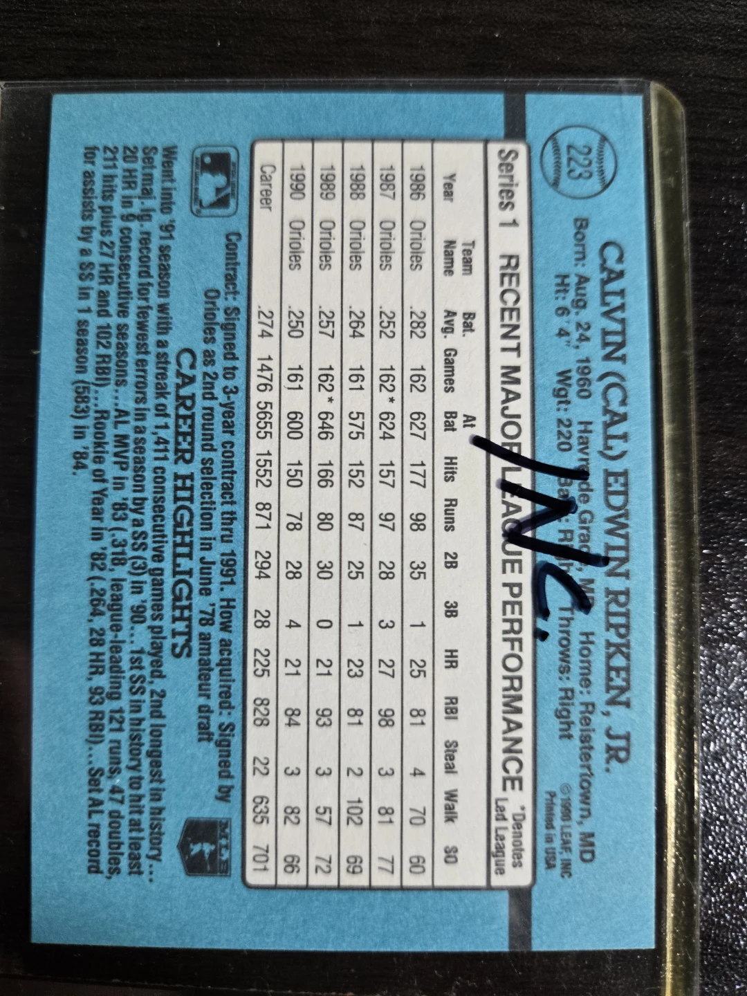 1991 Donruss Cal Ripken Jr. Baseball Card - photo 2