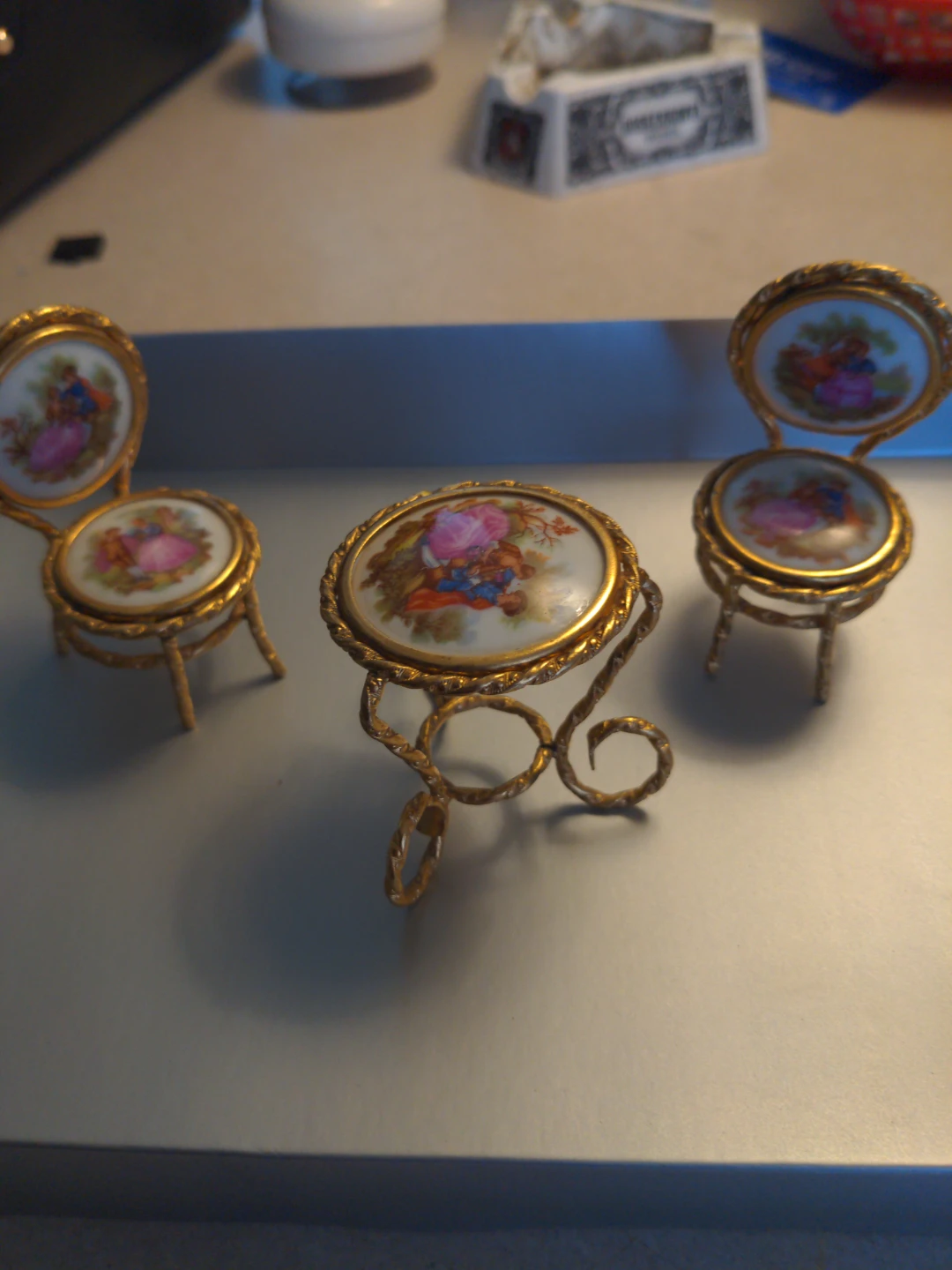 Miniature decorative chair with painted scene - photo 2