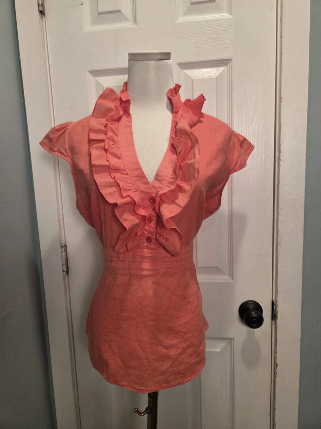 Body Central Coral Ruffle Blouse