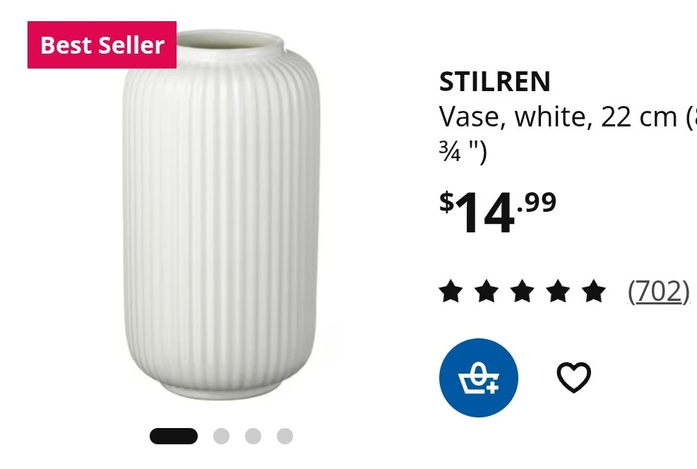 IKEA STILREN Vase White 22 cm - photo 2