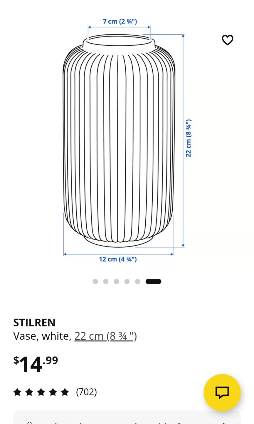 IKEA STILREN Vase White 22 cm - photo 3