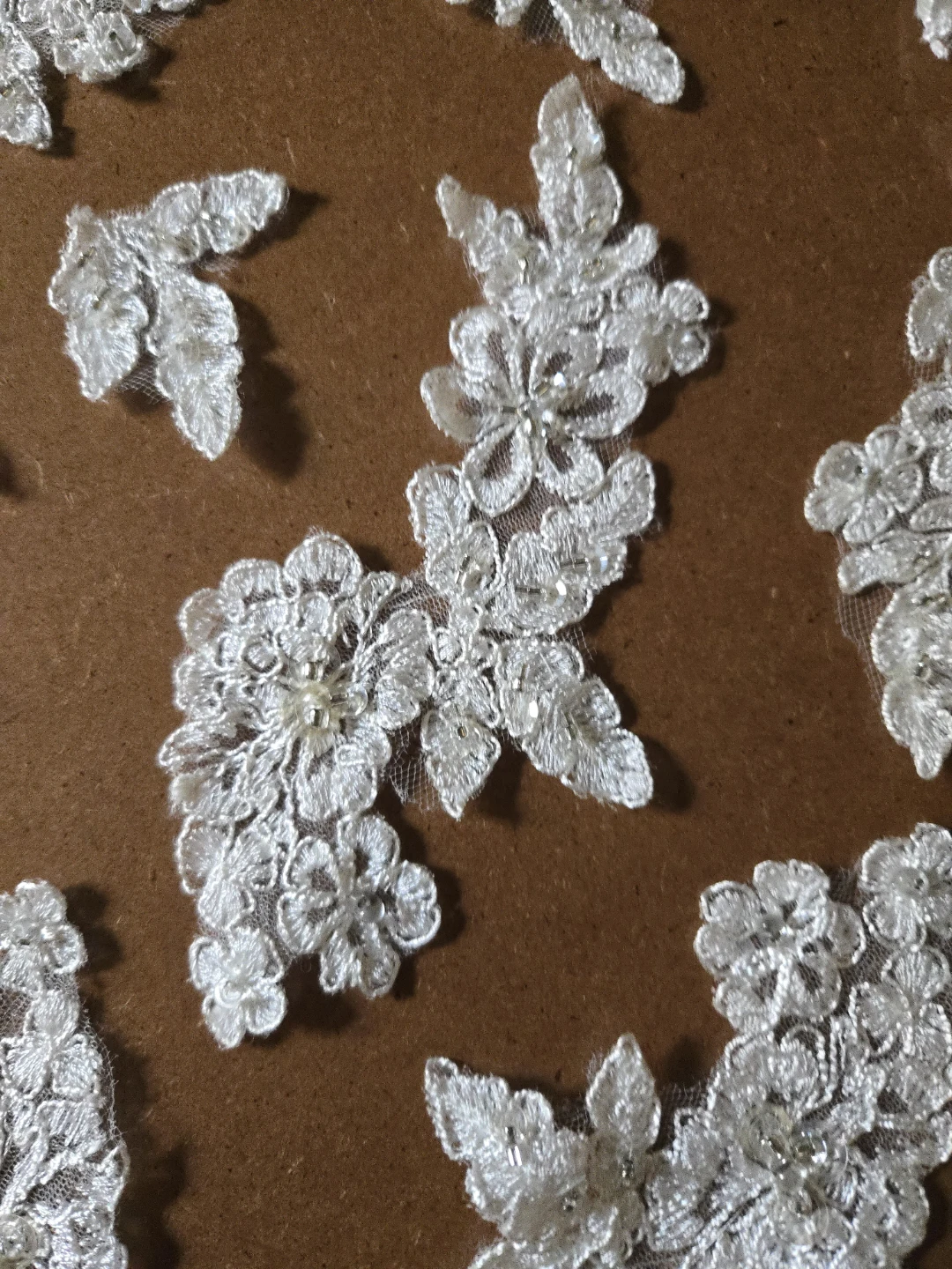 White Lace Appliques with Beads - photo 3