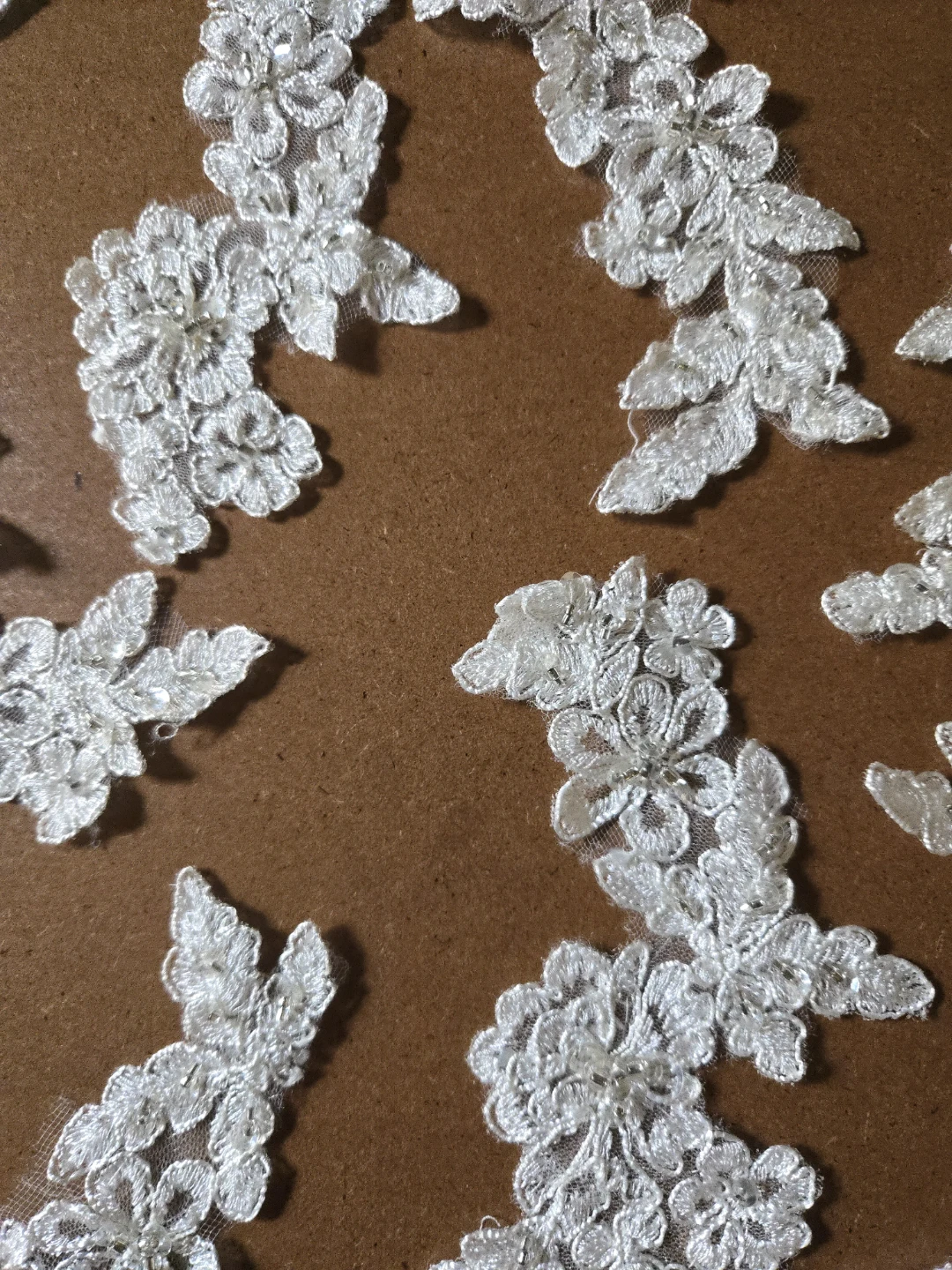 White Lace Appliques with Beads - photo 4