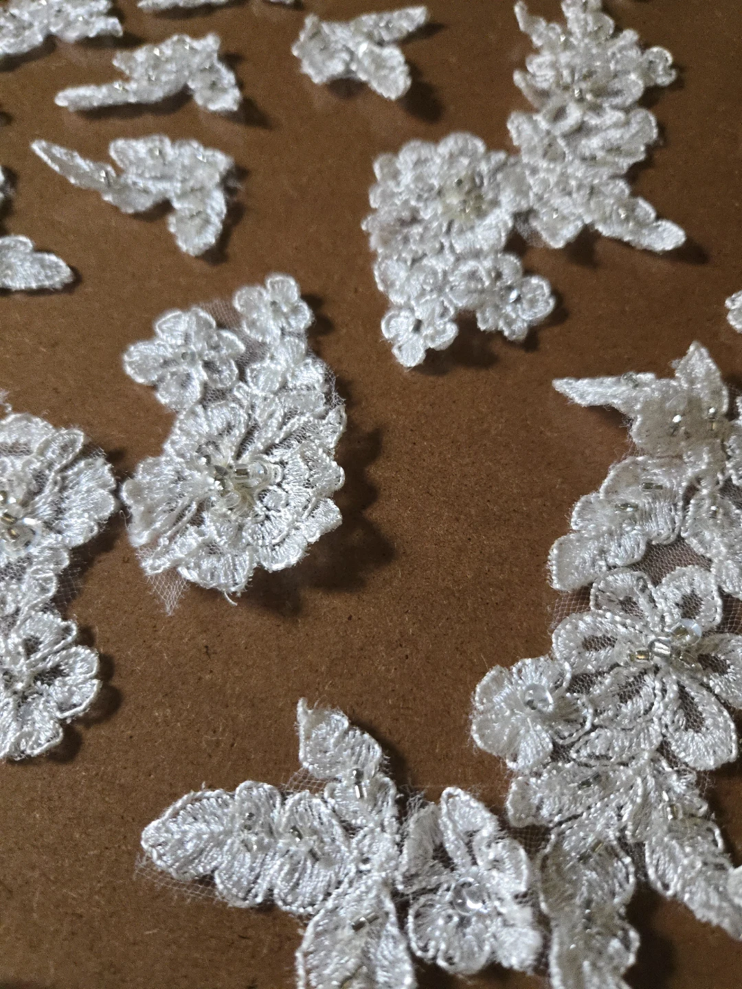 White Lace Appliques with Beads - photo 5