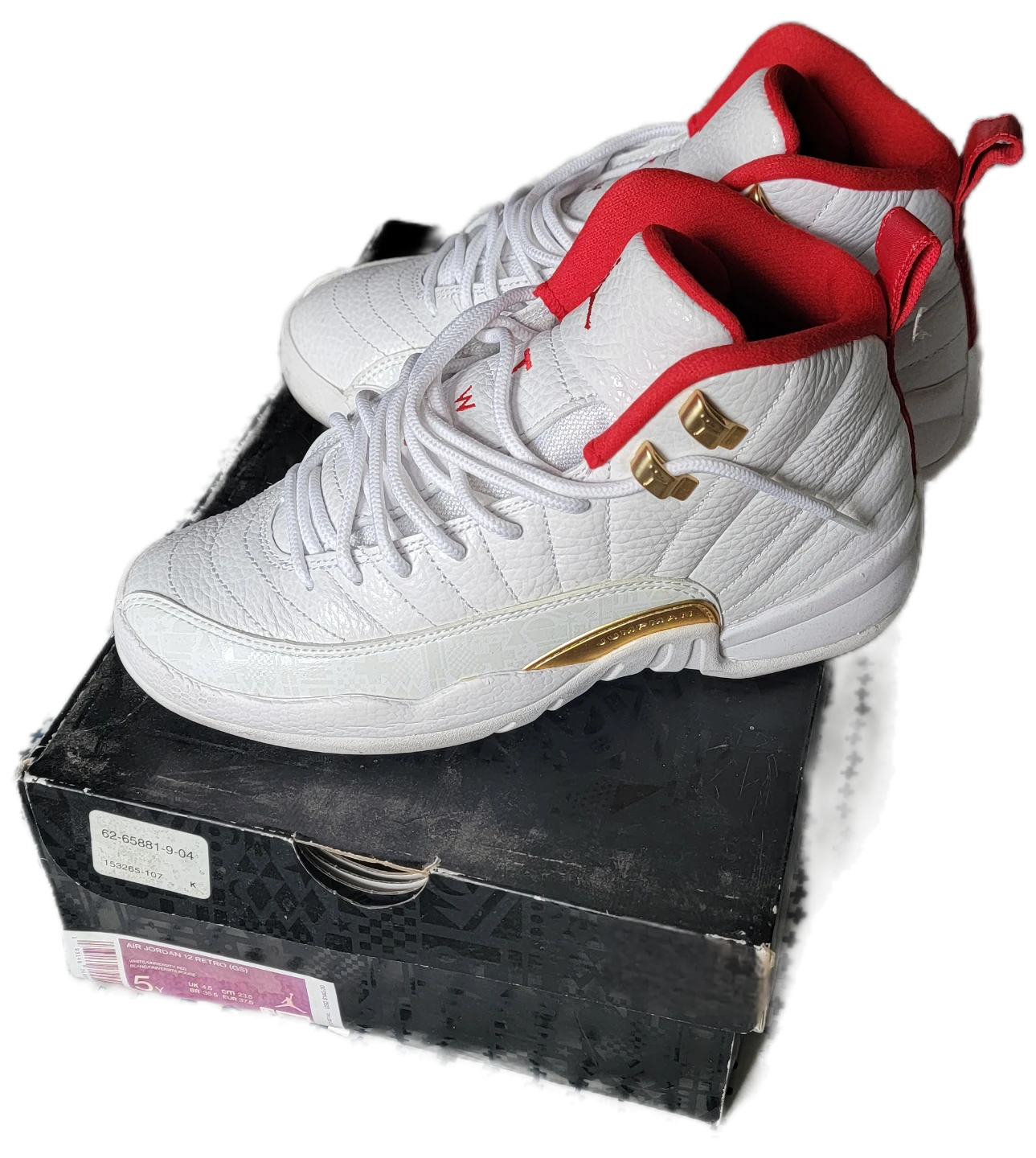 Nike Air Jordan 12 Retro White Taxi Gold Shoes - photo 2