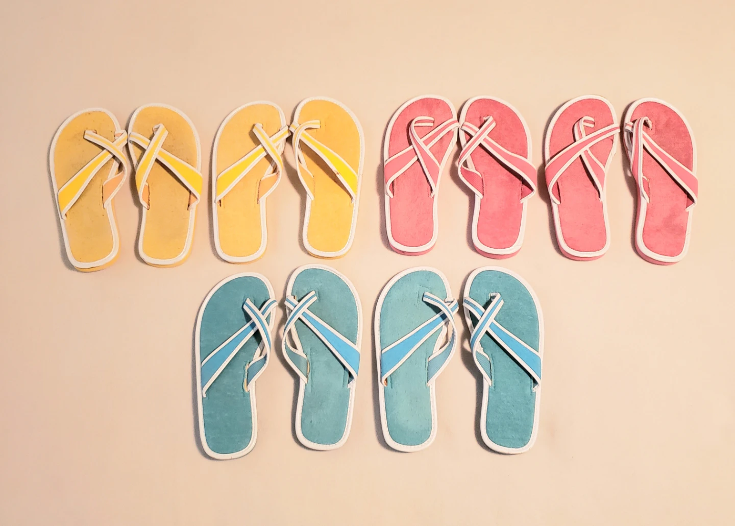 Flip Flops - Yellow, Pink,  Blue $2 for All 6 pairs